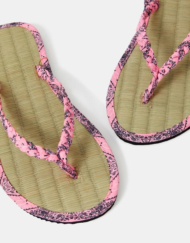 Accessorize Braided Bandana Seagrass Flip Flops Pink