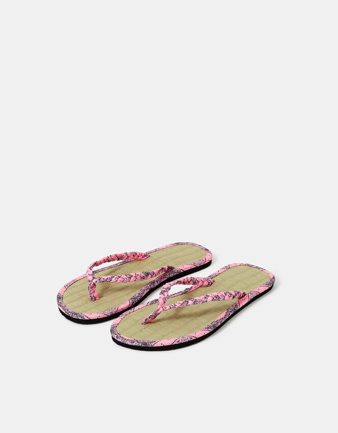 accessorize Braided Bandana Seagrass Flip Flops Pink