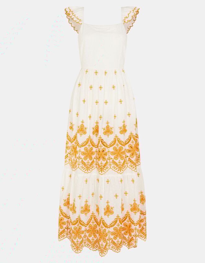 Accessorize Broderie Frilly Sleeve Maxi Dress White