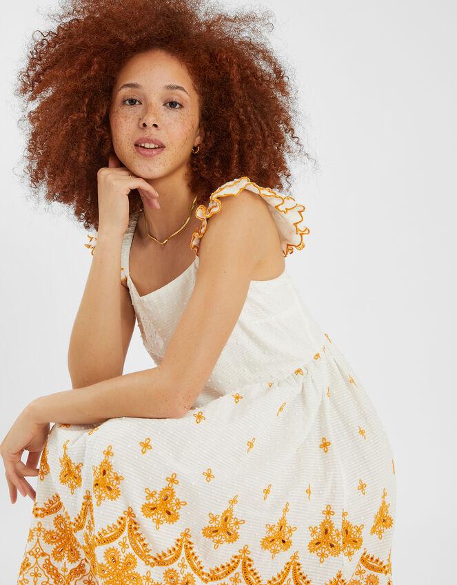 accessorize Broderie Frilly Sleeve Maxi Dress White