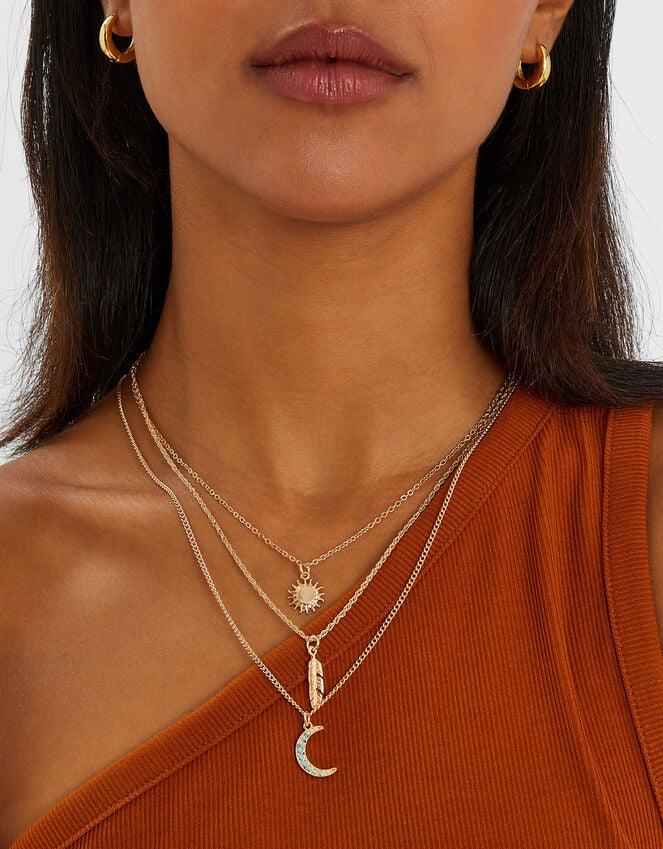 Accessorize Celestial Pendant Layered Necklace Gold