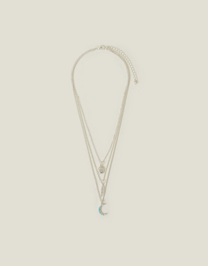 Accessorize Celestial Pendant Layered Necklace Silver