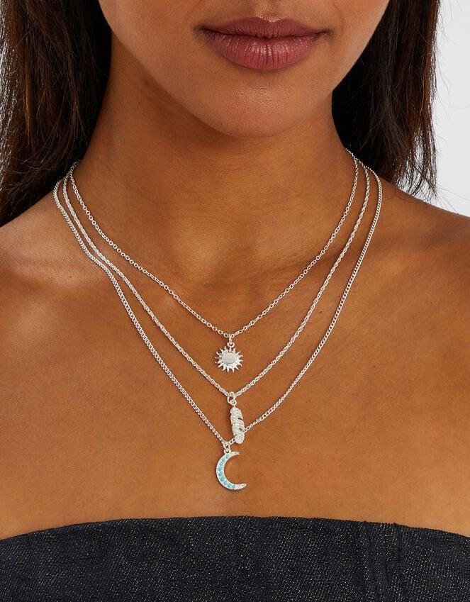 Accessorize Celestial Pendant Layered Necklace Silver