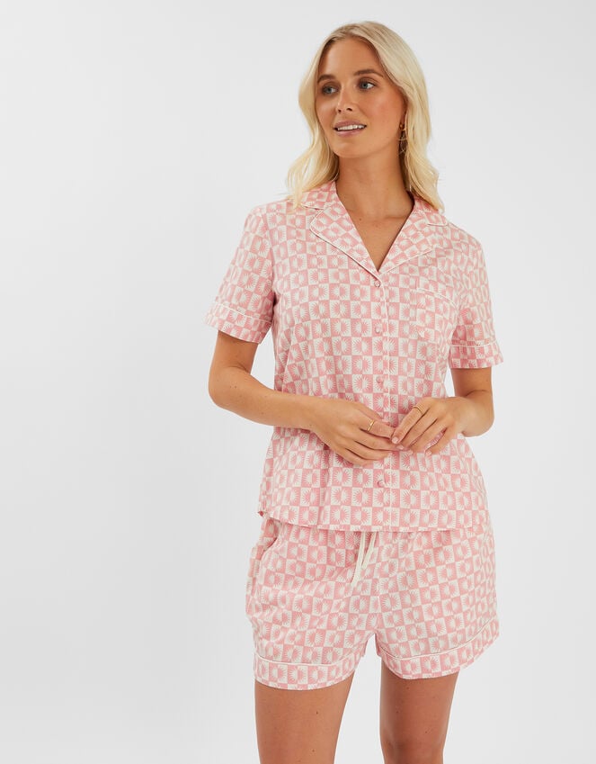 accessorize Checkerboard Sun Print Short Pyjamas Set Pink