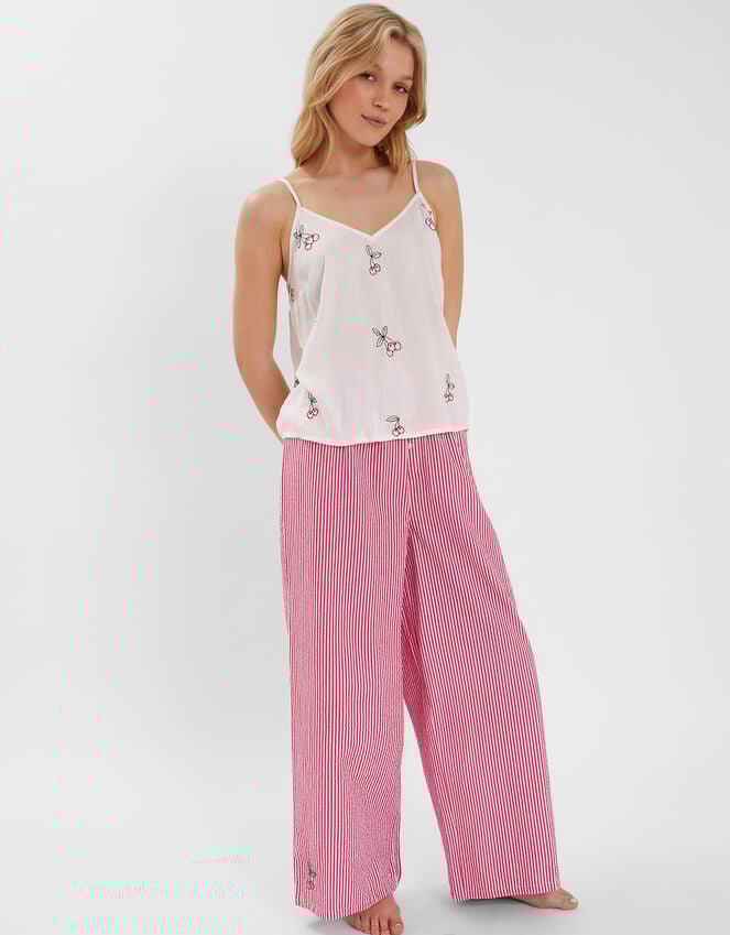 Accessorize Cherry Embroidered Long Pyjamas Set Red