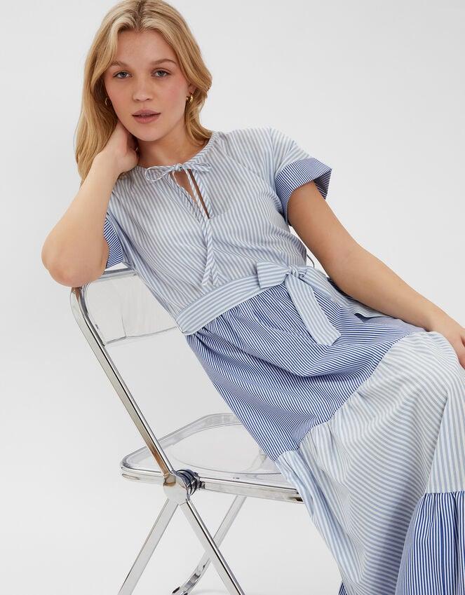 Accessorize Colourblock Stripe Tiered Maxi Dress Blue