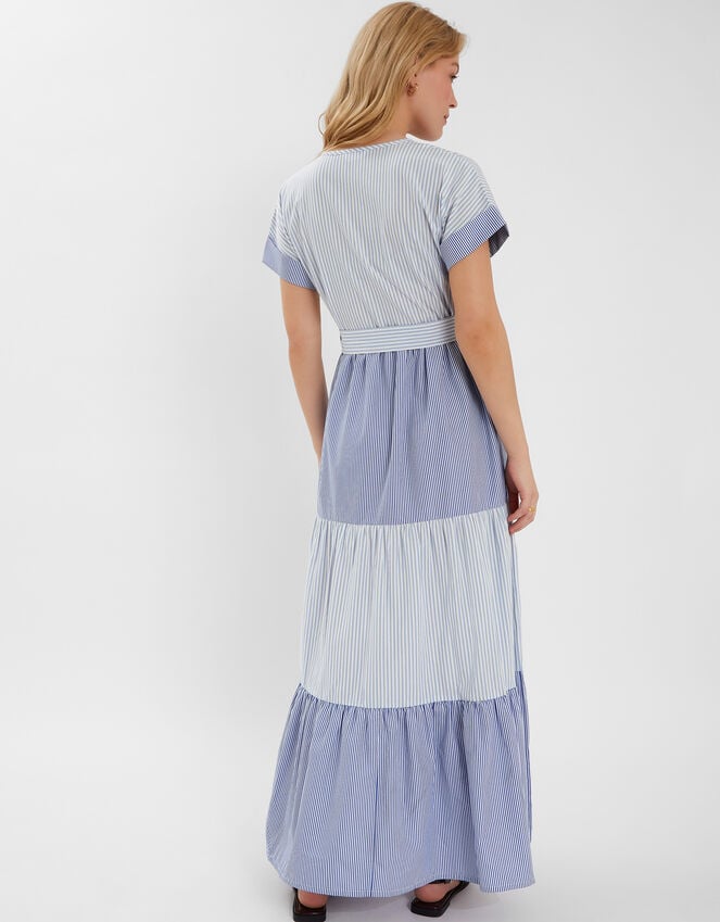 Accessorize Colourblock Stripe Tiered Maxi Dress Blue