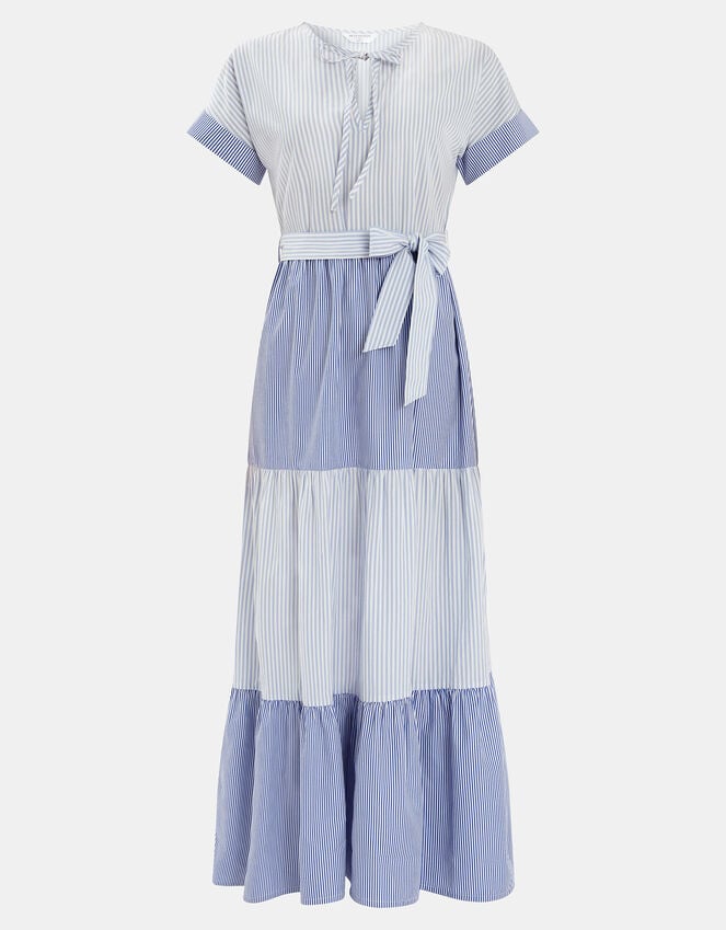 Accessorize Colourblock Stripe Tiered Maxi Dress Blue