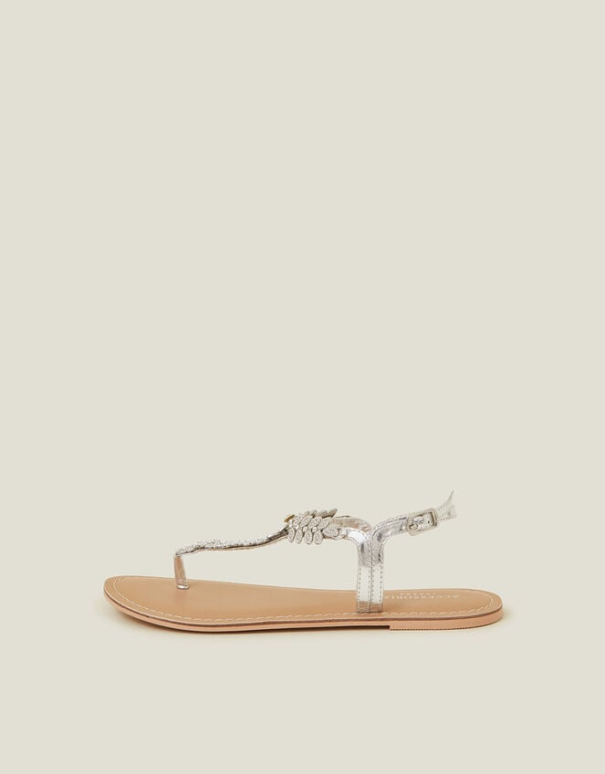 Accessorize Diamante Leaf Embellished Sandals White