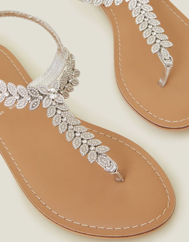 Accessorize Diamante Leaf Embellished Sandals White