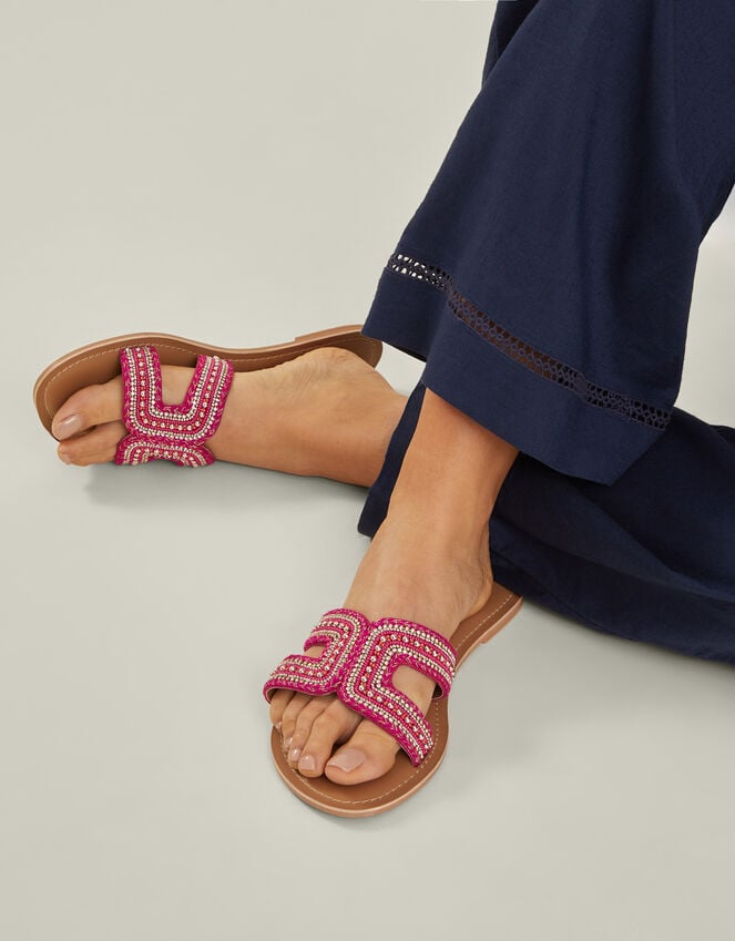 Accessorize Embellished Cut-Out Slide Sandals Pink Pink