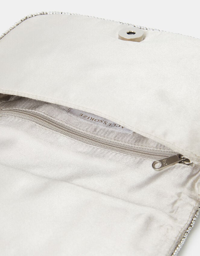 Accessorize Embellished Fold Over Clutch Bag Silver