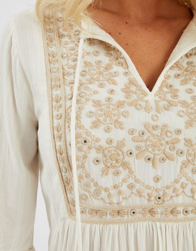 Accessorize Embroidered Flute-Sleeve Mini Dress Ivory