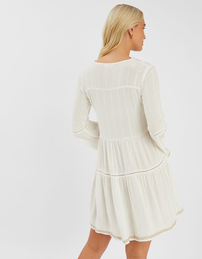 Accessorize Embroidered Flute-Sleeve Mini Dress Ivory