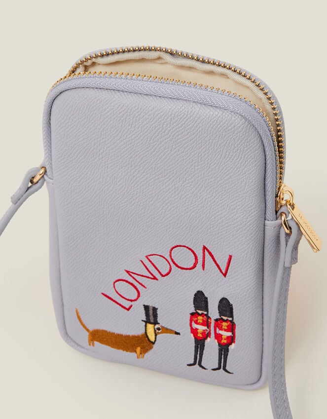 Accessorize Embroidered London Sausage Dog Phone Bag