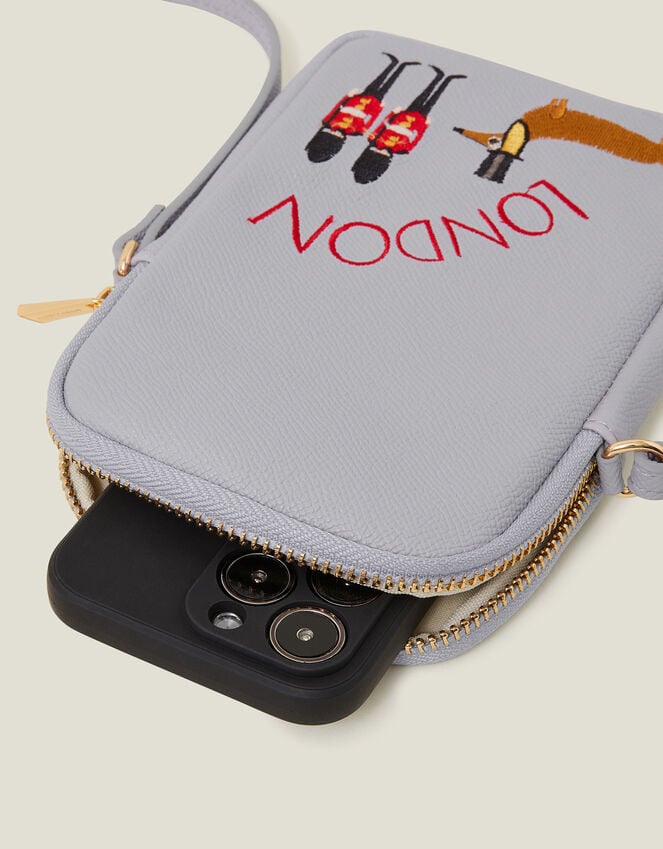 Accessorize Embroidered London Sausage Dog Phone Bag