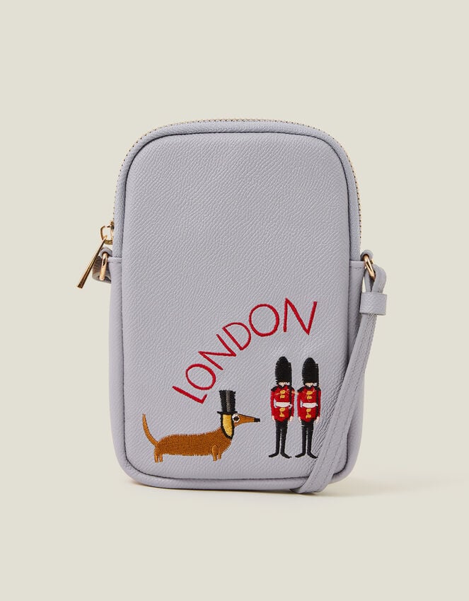 accessorize Embroidered London Sausage Dog Phone Bag
