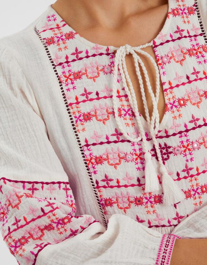 Accessorize Embroidered Long Sleeve Maxi Dress Ivory