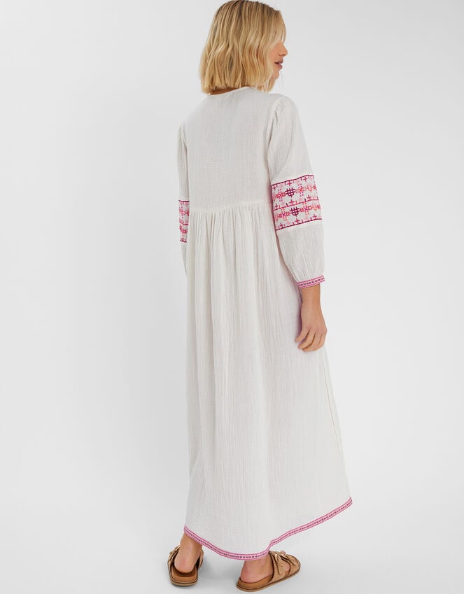 Accessorize Embroidered Long Sleeve Maxi Dress Ivory