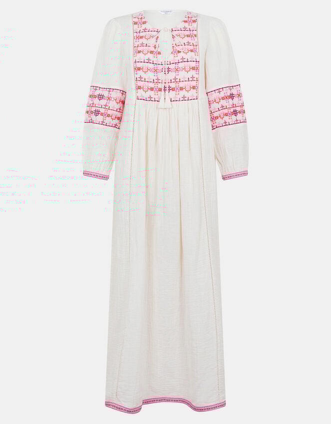 Accessorize Embroidered Long Sleeve Maxi Dress Ivory