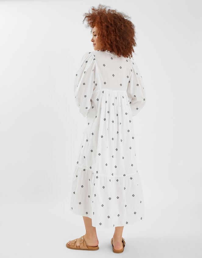 Accessorize Embroidered Long Sleeve Maxi Dress White