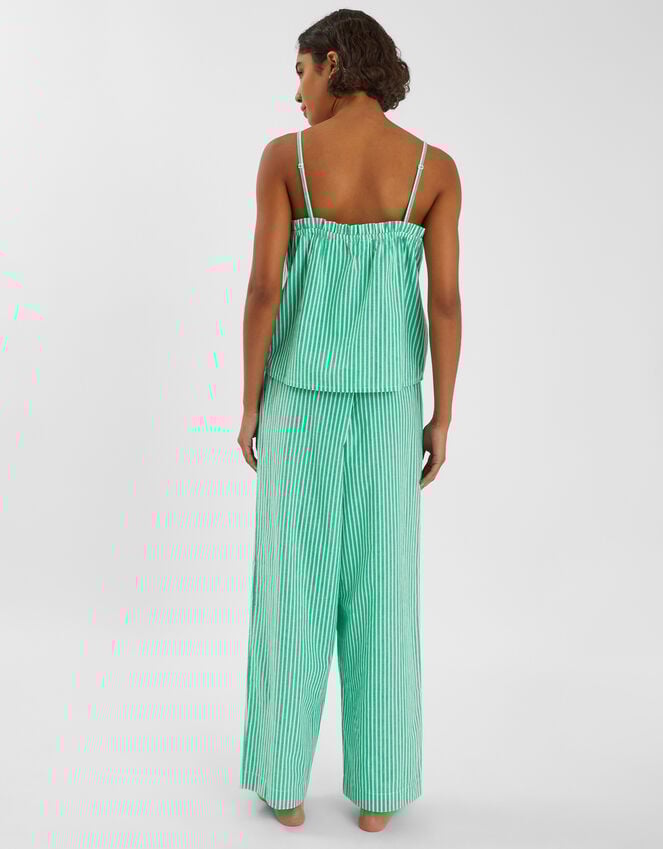 Accessorize Embroidered Stripe Long Pyjamas Set Green