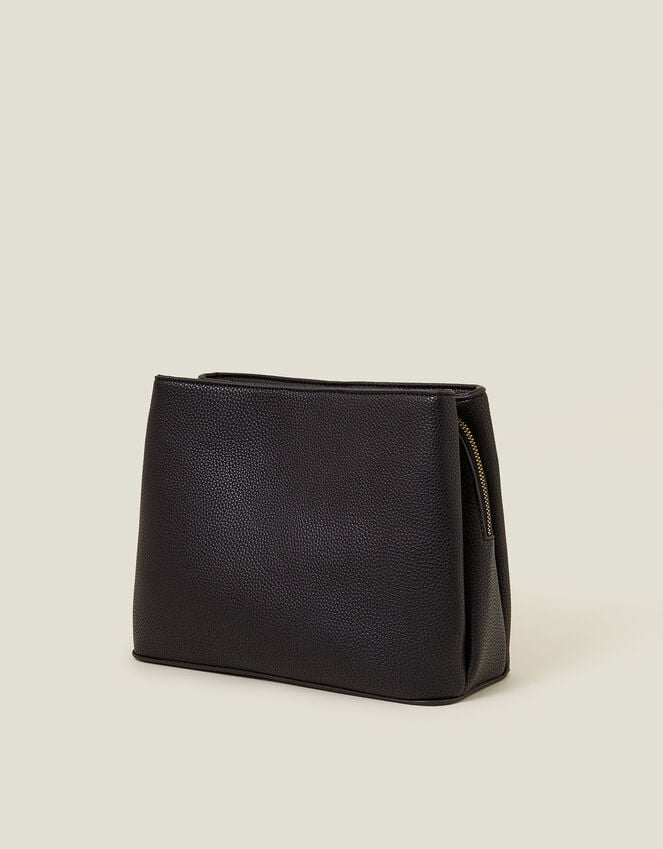 Accessorize Faux Leather Webbing Strap Crossbody Bag Black