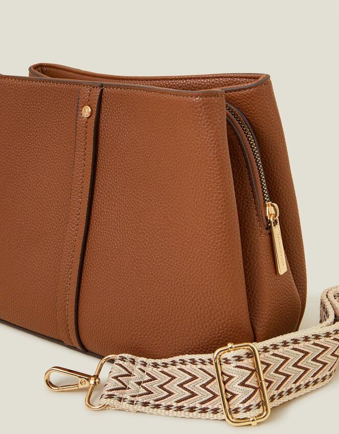 Accessorize Faux Leather Webbing Strap Crossbody Bag Tan