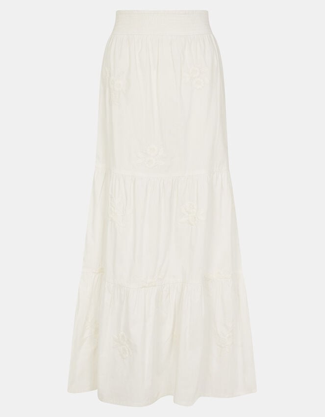 Accessorize Floral Embroidered Tiered Maxi Skirt White