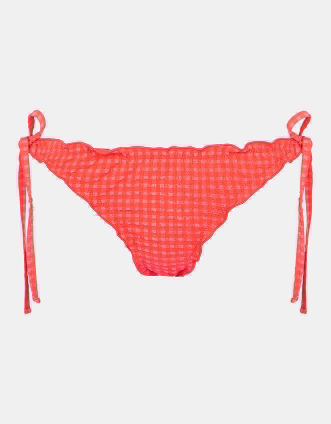 Accessorize Frilly Seersucker Tie Bikini Bottoms Orange