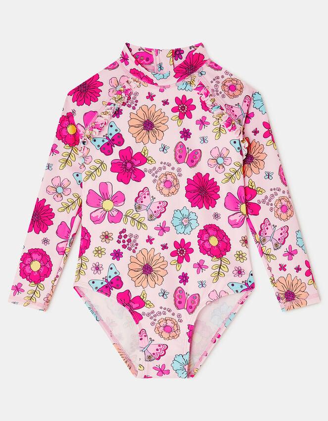 Accessorize Girl Retro Bloom Long Sleeve Swimsuit Multi