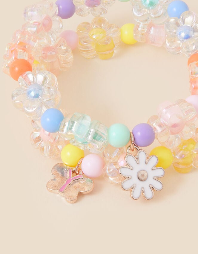 accessorize Girls Beaded Flower Bracelets Set of Two