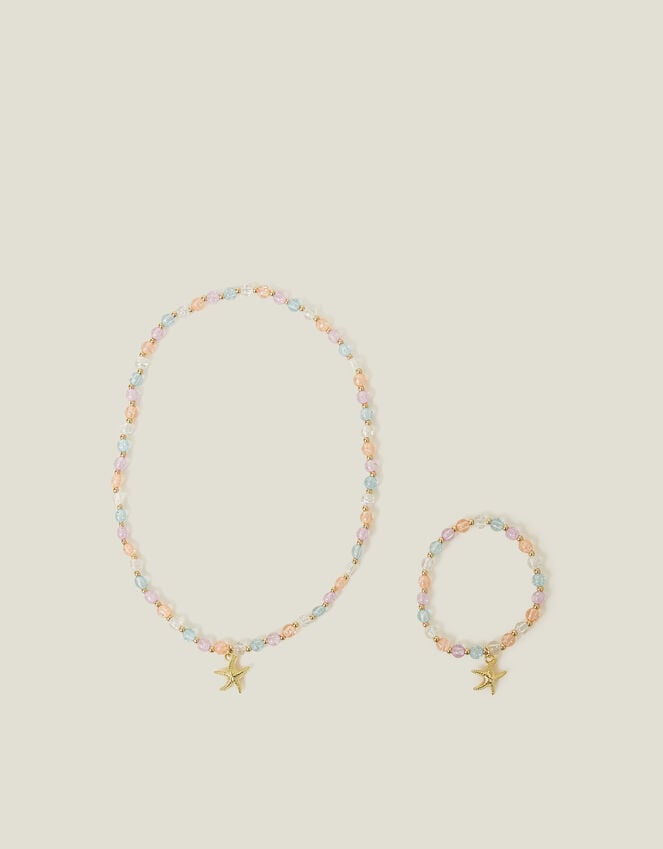 accessorize Girls Beaded Star Fish Necklace and Bracelet Set
