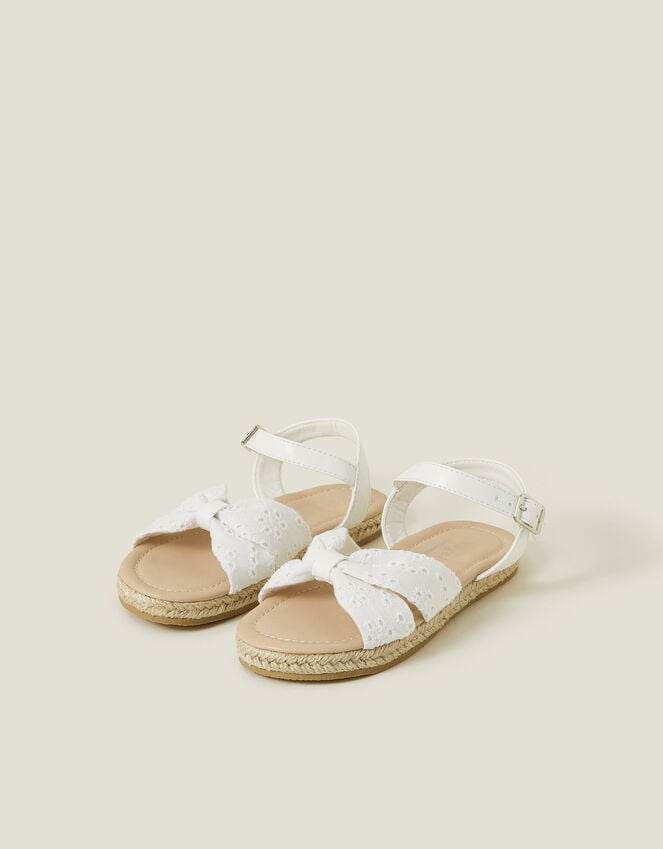 Accessorize Girls Broderie Strap Jute Sandals White