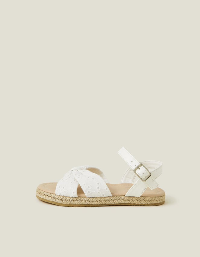 Accessorize Girls Broderie Strap Jute Sandals White