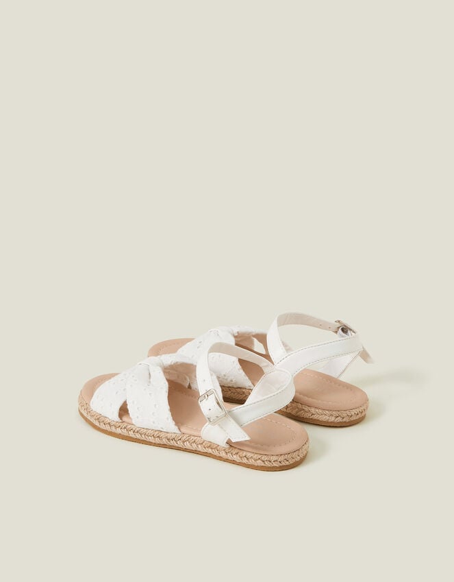 Accessorize Girls Broderie Strap Jute Sandals White