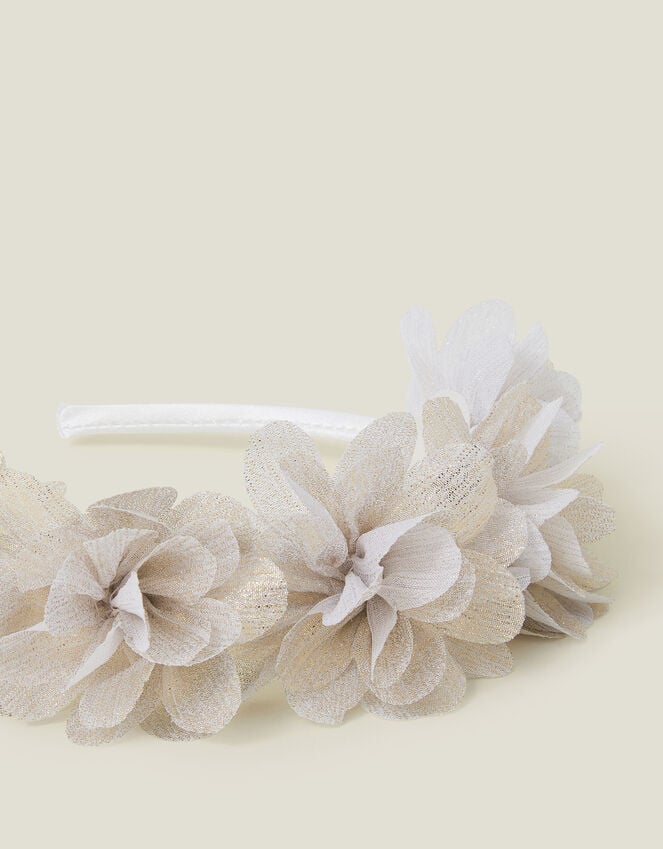 Accessorize Girls Corsage Flower Crown Headband Gold