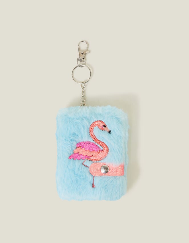 accessorize Girls Faux Fur Flamingo Notebook Keyring