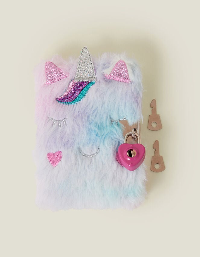 accessorize Girls Faux Fur Unicorn Lockable Journal