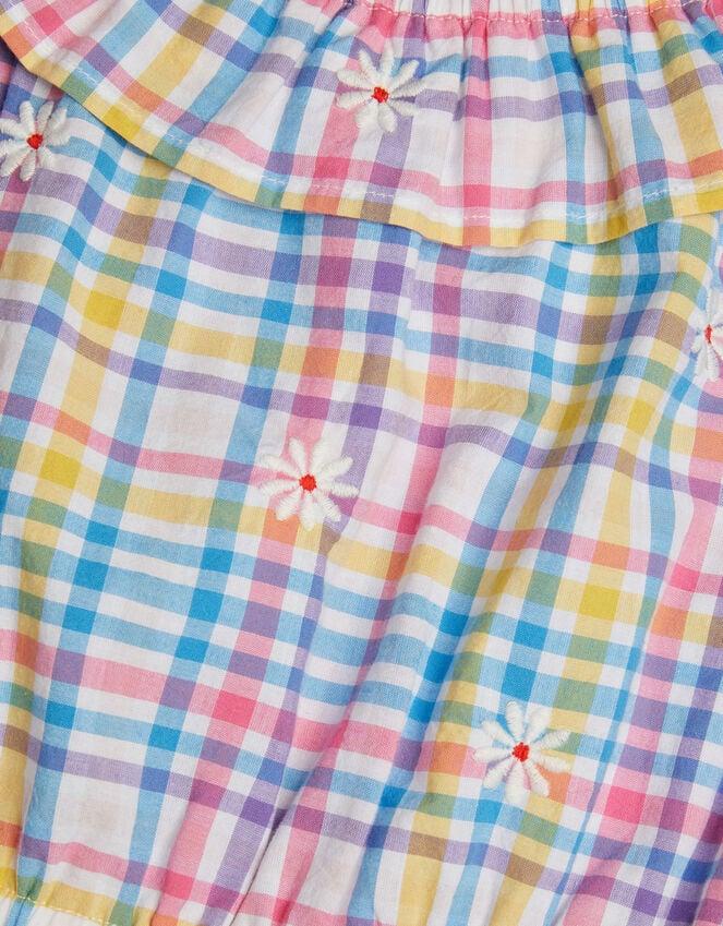 Accessorize Girls Floral Embroidered Check Bardot Playsuit Multi
