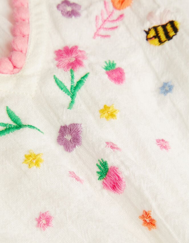 Accessorize Girls Floral Embroidered Kaftan Dress White