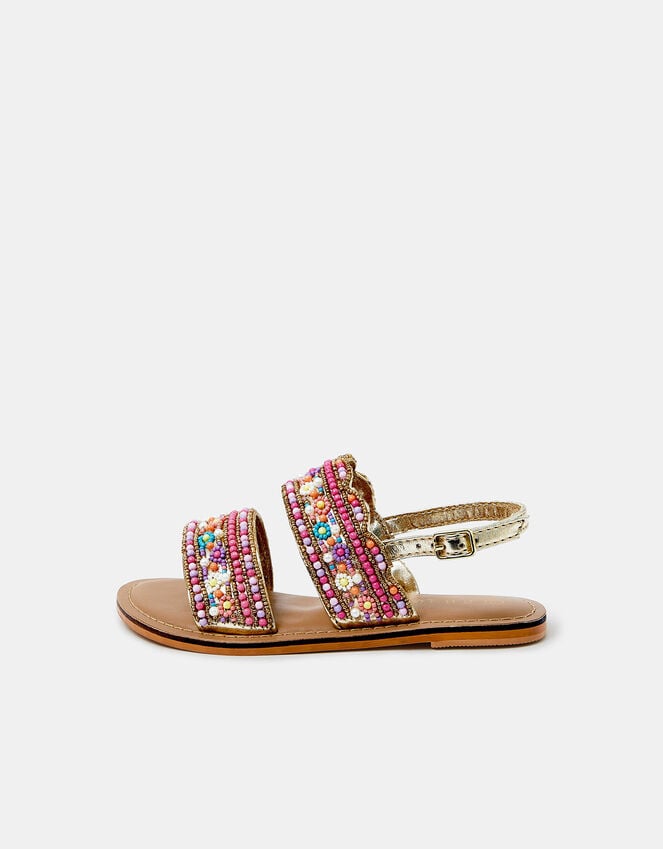 Accessorize Girls Flower Beaded Strap Sandals Multi