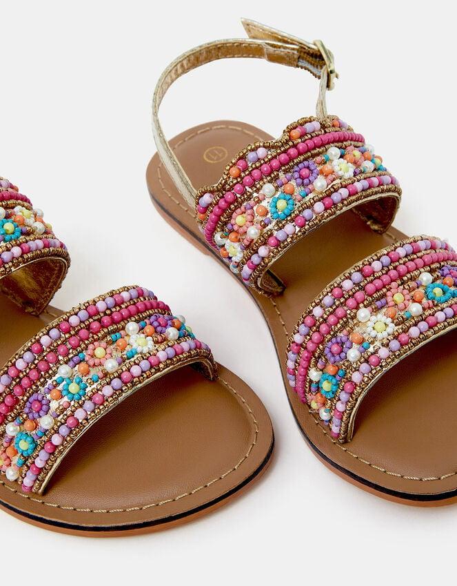 Accessorize Girls Flower Beaded Strap Sandals Multi