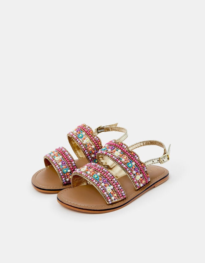 accessorize Girls Flower Beaded Strap Sandals Multi