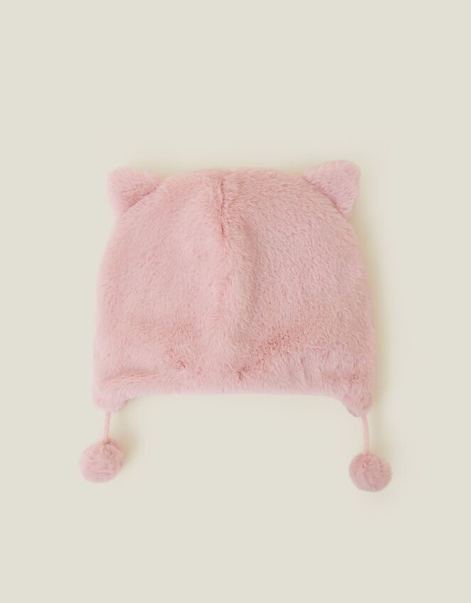 Accessorize Girls Fluffy Faux Fur Cat Chullo Hat Pink