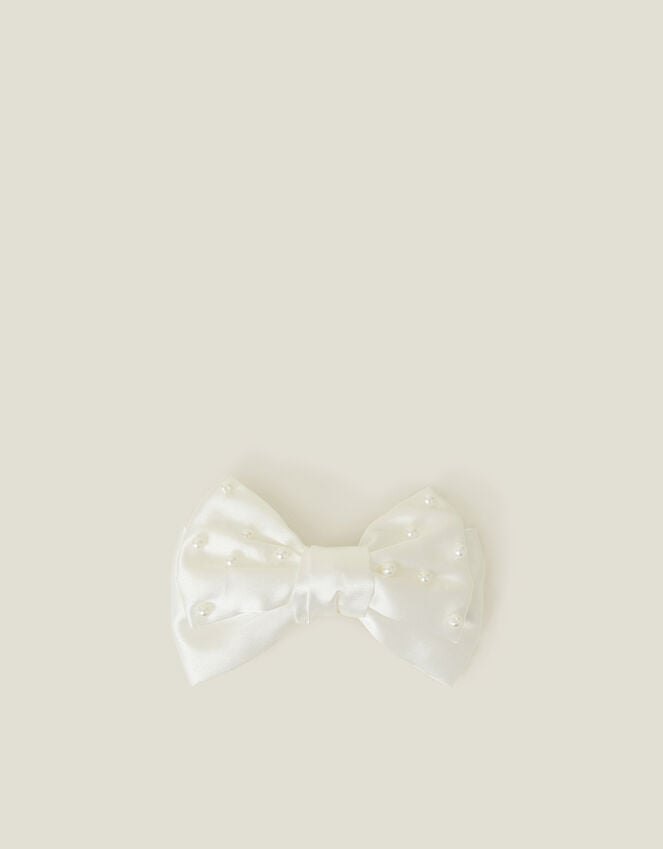 Accessorize Girls Large Pearl Bow Barrette Hair Clip