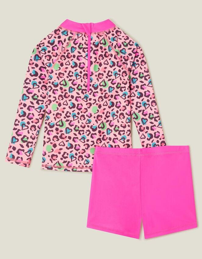 Accessorize Girls Leopard Print Rash Vest Swim Set Multi