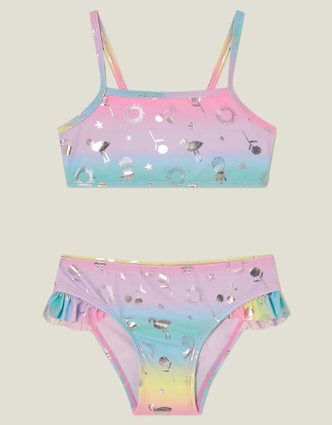 Accessorize Girls Ombre Foil Print Bikini Set Multi