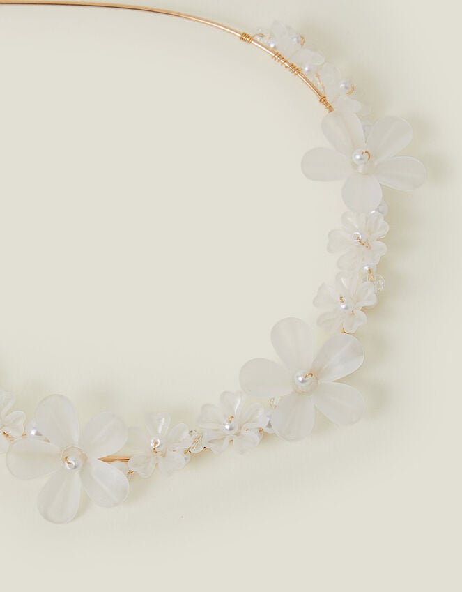 Accessorize Girls Pearly Flower Metal Headband Pink