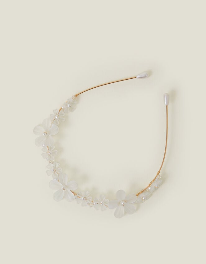 accessorize Girls Pearly Flower Metal Headband Pink